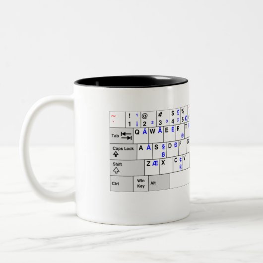US Tastaturbelegung Zweifarbige Tasse (Links)