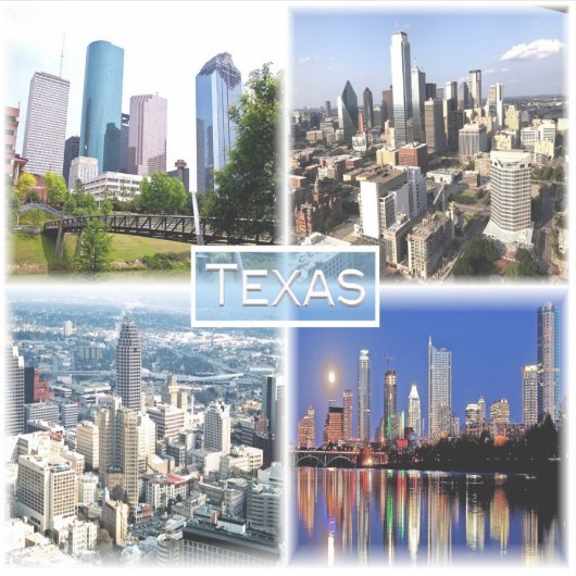 US Texas - Downtown Houston - Downtown Dallas - Aufkleber (Vorderseite)