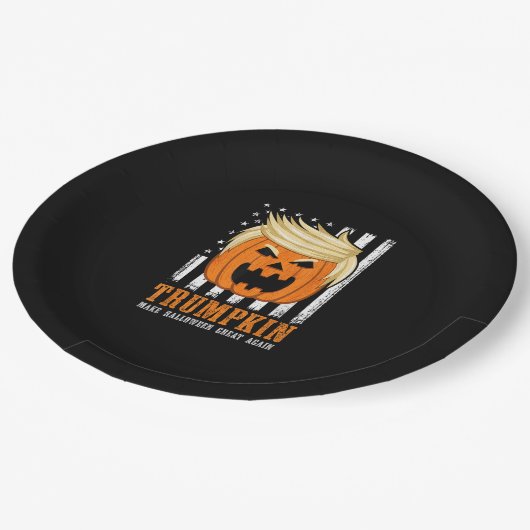 US Trumpkin macht Halloween wieder großartig Pappteller (Schrägansicht)