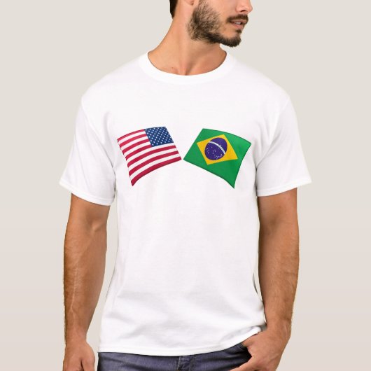 US- u. Brasilien-Flaggen T-Shirt (Vorderseite)