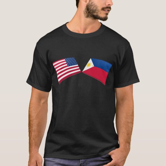 US- u. Philippinen-Flaggen T-Shirt (Vorderseite)