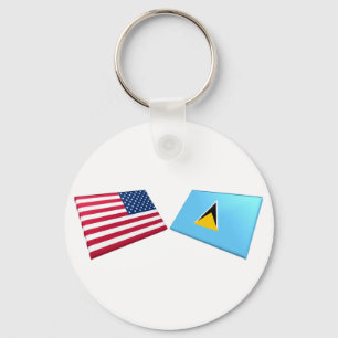 US- u. St- Luciaflaggen Schlüsselanhänger