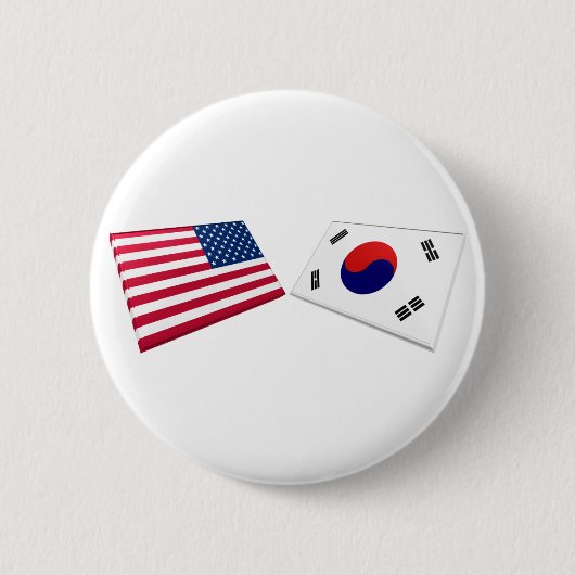 US- u. Südkorea-Flaggen Button (Vorderseite)