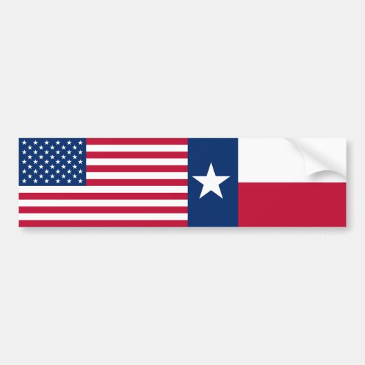 US- u. Texas-Flaggen Autoaufkleber (Vorne)