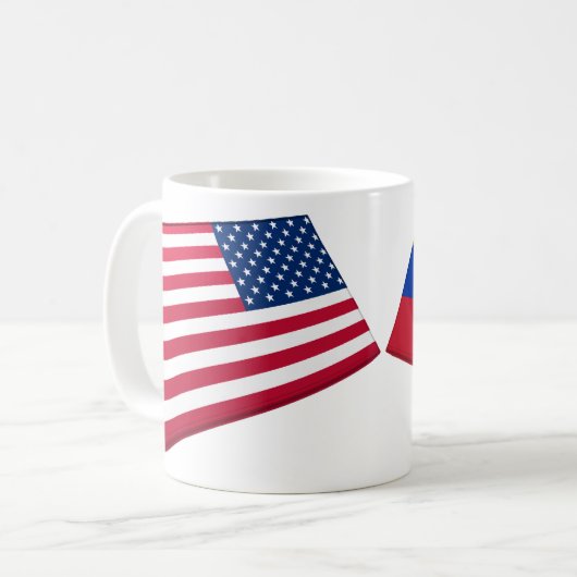 US- u. Venezuela-Flaggen Kaffeetasse (Vorderseite Links)