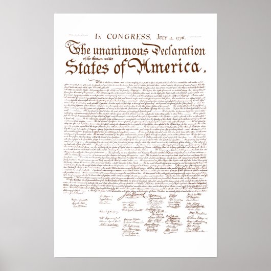 US-Unabhängigkeitserklärung Poster (Vorne)