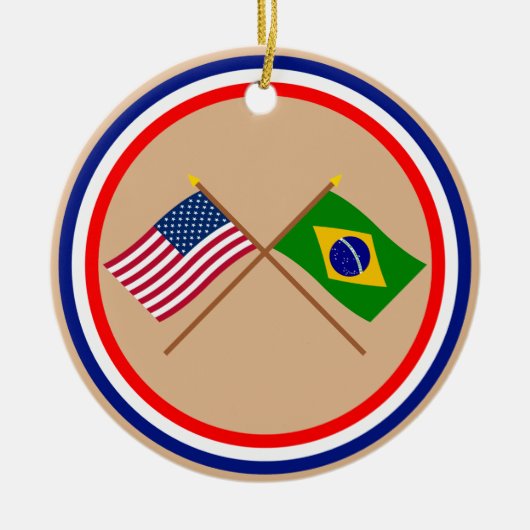 US und Brasilien gekreuzte Flaggen Keramik Ornament (Vorne)