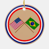 US und Brasilien gekreuzte Flaggen Keramik Ornament (Hinten)