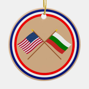 US und Bulgarien gekreuzte Flaggen Keramik Ornament