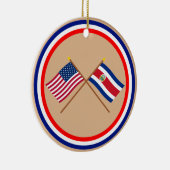 US und Costa Rica gekreuzte Flaggen Keramikornament (Rechts)