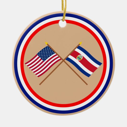 US und Costa Rica gekreuzte Flaggen Keramikornament (Vorne)