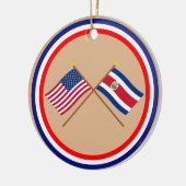 US und Costa Rica gekreuzte Flaggen Keramikornament (Links)