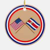 US und Costa Rica gekreuzte Flaggen Keramikornament (Hinten)