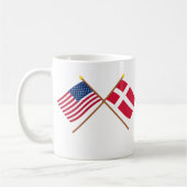 US und Dänemark gekreuzte Flaggen Kaffeetasse (Links)