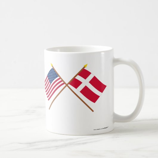 US und Dänemark gekreuzte Flaggen Kaffeetasse (Rechts)