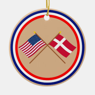 US und Dänemark gekreuzte Flaggen Keramik Ornament