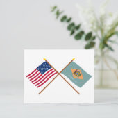 US- und Delaware-Grenzflaggen Postkarte (Stehend Vorderseite)