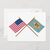 US- und Delaware-Grenzflaggen Postkarte (Vorne/Hinten)