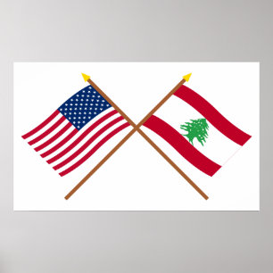 US und der Libanon gekreuzte Flaggen Poster