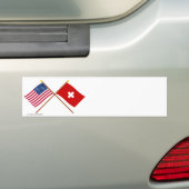 US und die Schweiz gekreuzte Flaggen Autoaufkleber (Auf Auto)