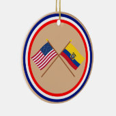 US und Ecuador gekreuzte Flaggen Keramik Ornament (Rechts)