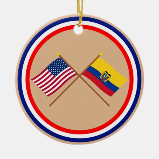US und Ecuador gekreuzte Flaggen Keramik Ornament (Vorne)
