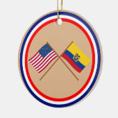 US und Ecuador gekreuzte Flaggen Keramik Ornament (Links)