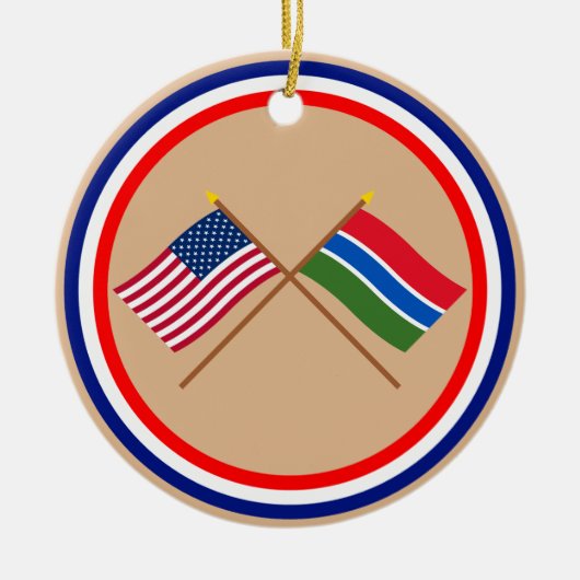 US und Gambia gekreuzte Flaggen Keramik Ornament (Vorne)