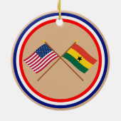 US und Ghana gekreuzte Flaggen Keramik Ornament (Hinten)