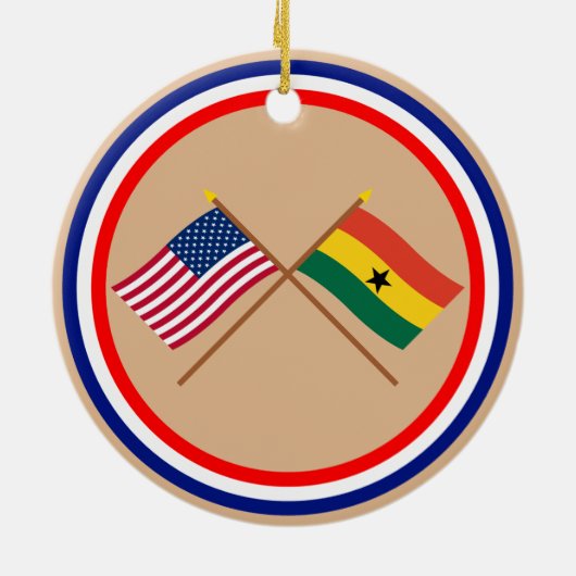 US und Ghana gekreuzte Flaggen Keramik Ornament (Hinten)