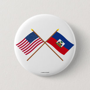 US und Haiti gekreuzte Flaggen Button