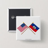 US und Haiti gekreuzte Flaggen Button (Vorne & Hinten)