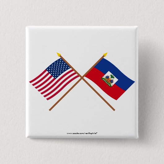 US und Haiti gekreuzte Flaggen Button (Vorderseite)