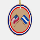 US und Honduras gekreuzte Flaggen Keramikornament (Rechts)