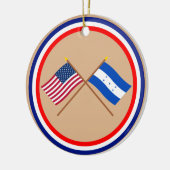 US und Honduras gekreuzte Flaggen Keramikornament (Links)