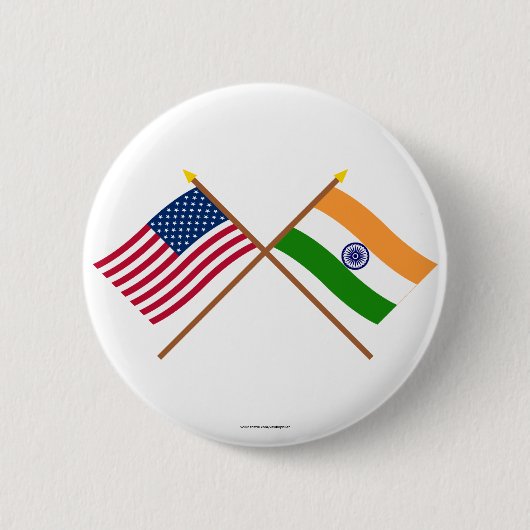US und Indien gekreuzte Flaggen Button (Vorderseite)