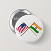 US und Indien gekreuzte Flaggen Button (Vorne & Hinten)