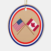 US und Kanada gekreuzte Flaggen Keramikornament (Links)