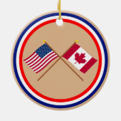 US und Kanada gekreuzte Flaggen Keramikornament (Hinten)