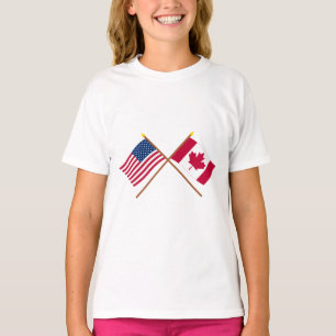 US und Kanada gekreuzte Flaggen T-Shirt