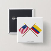 US und Kolumbien gekreuzte Flaggen Button (Vorne & Hinten)