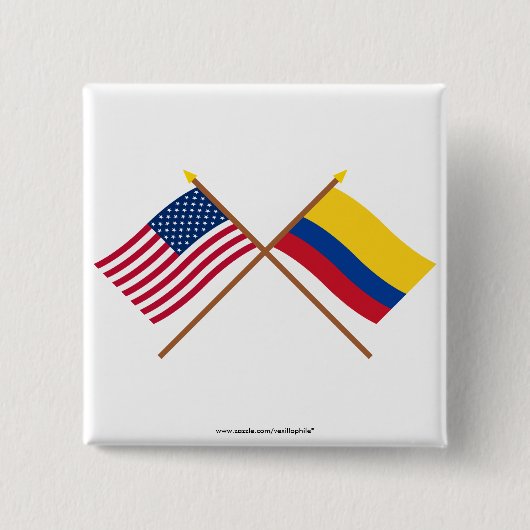 US und Kolumbien gekreuzte Flaggen Button (Vorderseite)
