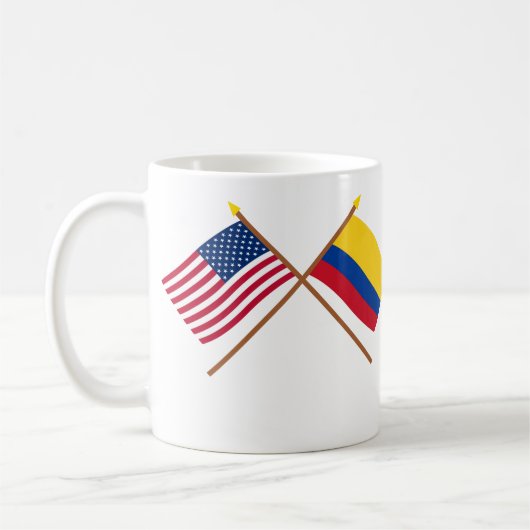 US und Kolumbien gekreuzte Flaggen Kaffeetasse (Links)