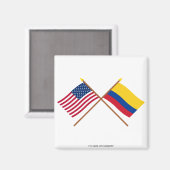 US und Kolumbien überquerten Flaggen Magnet (Vorderseite/Rückseite)