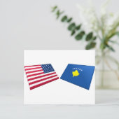 US- und Kosovo-Flaggen Postkarte (Stehend Vorderseite)