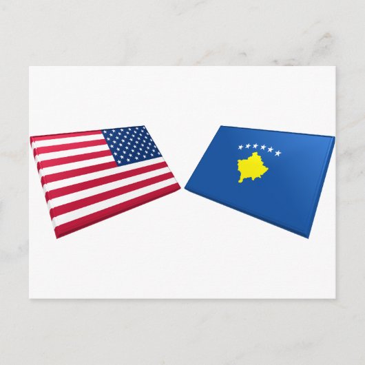 US- und Kosovo-Flaggen Postkarte (Vorderseite)