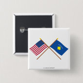 US und Kosovo gekreuzte Flaggen Button (Vorne & Hinten)