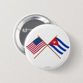 US und Kuba gekreuzte Flaggen Button (Vorne & Hinten)