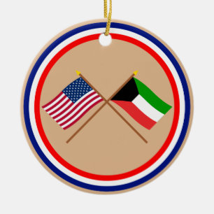 US und Kuwait gekreuzte Flaggen Keramik Ornament