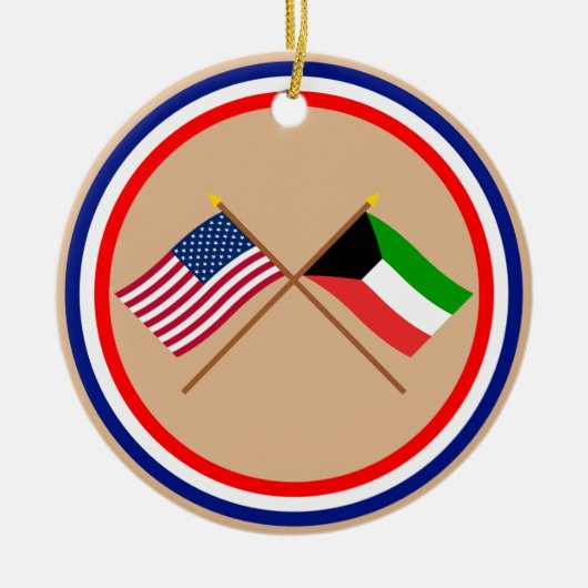 US und Kuwait gekreuzte Flaggen Keramik Ornament (Vorne)